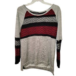 Wendy Bellissimo Large Women's Top Gray Raw Hem Comfy Sweatshirt